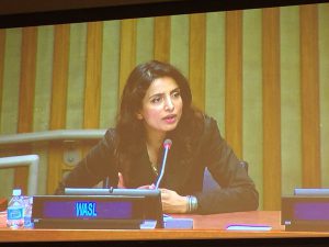 Deeyah Khan speaks at the United Nations General Assembly in September 2016